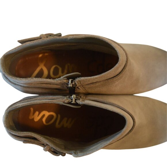 Sam Edelman Pirro Putty Suede Gray Ankle Booties Women's Size 10 Bohemian Casual - Picture 7 of 10